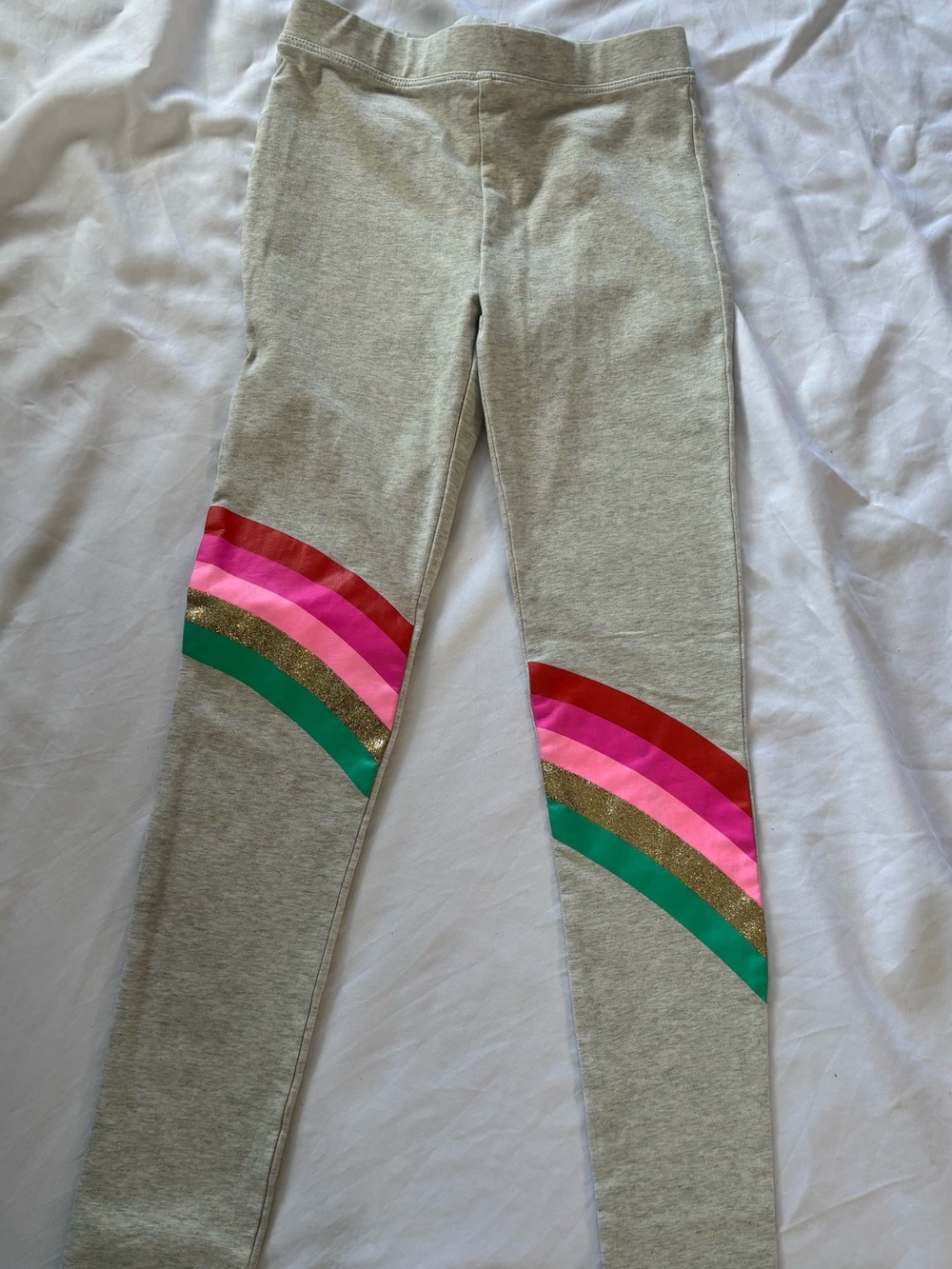 Kids J Crew Grey Leggings with Rainbow Stripe Detail